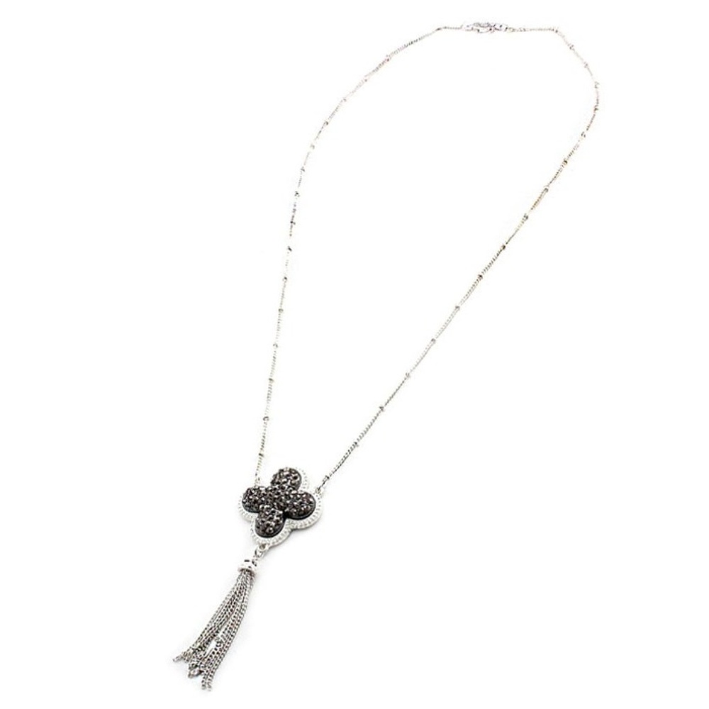 GORGEOUS! Black Rhinestone & Silver Necklace - Picture 2 of 3